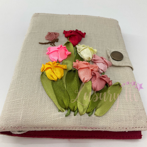 Tulip Embroidery Passport Wallet & Silk Mask, Wedding Gift, Versatile Washable - Picture 3 of 16